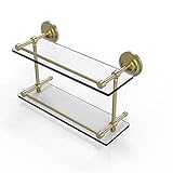 Allied Brass QN-2/16-GAL-SBR Qn 2 Gallery Que New Inch Double Gallery Rail Glass Shelf 40,6 cm Satin…