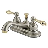 Kingston Brass KB609AL Restoration 4-Inch Centerset Lavatory Faucet, Satin Nickel and Polished Brass…