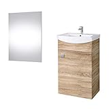 Waschtisch + Spiegel Badmöbel Set für Gäste Bad WC (Sonoma Eiche)