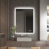furduzz IL-02-70 LED Badspiegel, 70x50 cm Wandspiegel Badezimmerspiegel mit Touch Schalter, Spiegel…