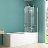 IMPTS Duschwand für Badewanne 100x140 cm, Duschabtrennung Badewanne Faltbar 2 teilig Badewannenaufsatz…