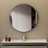 Goezes Rund Spiegel Schwarz Wandspiegel 60cm Wandmontage groß Badspiegel Badezimmerspiegel, Metallrahmen…