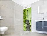 NORILIVING Duschrückwand Fliesenersatz Dusche 100x200 cm Motiv Zen Steine Bambus | Duschwand ohne Bohren…