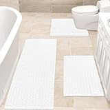 ACCUMTEK Upgrade Extra großes weißes Badezimmerteppich-Set, 3-teilig, ultraweich, dick, saugfähig, rutschfest,…