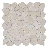 Mosaik Bruch/Ciot uni Botticino Marmor Naturstein Küche, Mosaikstein Format: 15-69x8 mm, Bogengröße:…