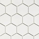 Mosaik Hexagon uni weiß matt Keramik Mosaik, Mosaikstein Format: 51x59x5 mm, Bogengröße: 60 x 100 mm,…