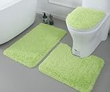 AZZXZONa Weiche Mikrofaser-Badezimmerteppiche, 3-teilig, Badteppich + Konturmatte + Toilettensitzbezug,…