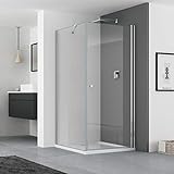 IMPTS 70 x 70 cm Eckeinstieg Duschkabine Pendeltür Duschtür mit Seitenwand Duschwand Duschabtrennung…