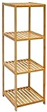 DuneDesign XL Bambus Holz Regal 124,5 x 38 x 39,5 cm 4 Fächer Stand-Regal Badezimmer Ablage Küchen Aufbewahrung…