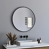 BD-Baode Runder Spiegel 80 cm Rund Dekospiegel Runder Badspiegel Ohne Beleuchtung Schwarz für Badezimmer,…