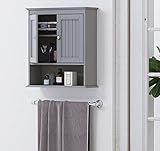 Spirich Home Schrank Wandmontage mit Türen, Holz Hängeschrank mit Türen und Regalen über der Toilette,…