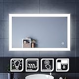 SIRHONA Sirona Badezimmerspiegel mit LED-Beleuchtung, Spiegel, Kosmetik, Wandlicht, Beleuchtung, mit Berührung und Demister, 50 x 70 cm/14 W 100x60cm,Anti-buée