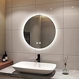 S'AFIELINA Badspiegel mit Beleuchtung Rund 60cm LED Badspiegel mit Touchschalter Badezimmerspiegel Rund…