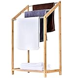 ToiletTree Products Bambus Handtuchhalter für Badezimmer (3 Ebenen) - freistehendes Strandtuch & Poolside Rack mit Boden Ablage - Organizer für Badewanne, Handtuch, Waschlappen