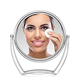 Kosmetikspiegel, doppelseitig, 12,7 cm, 1x/7x Vergrößerung, Make-up-Spiegel mit 360° drehbarem Ständer