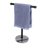 Schwarzer Handtuchhalter mit schwerem Marmorboden, T-förmiger Handtuchhalter, freistehend für Badezimmer,…