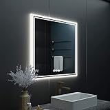 LUVODI Badezimmerspiegel Wandspiegel LED Badspiegel: 80 x 80 cm Multifunktions Badspiegel mit Beleuchtung…