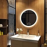Meykoers Badezimmerspiegel mit Beleuchtung Rund 60cm Acryl badspiegel Neutral Licht Wandspiegel mit…