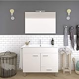 PDM Hades Badezimmerschrank mit Spiegel und Waschbecken, großer Stauraum mit Türen und Schublade, Handtuchhalter,…