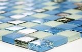 Mosaik Quadrat Crystal Muschel blau Glasmosaik Transluzent Transparent 3D, Mosaikstein Format: 23x23x8…