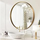 JENBELY 91,4 cm runder Spiegel, goldener runder Badezimmerspiegel, runder Kosmetikspiegel mit hochwertigem…