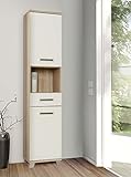 FORTE Veris Seitenschrank mit 2 Türen und 1 Schublade, Holzwerkstoff, Sonoma Eiche kombiniert mit Weiß…