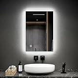 EMKE Badspiegel mit Beleuchtung 50x70cm LED Badspiegel mit Touchschalter + Beschlagfrei 6500K Kaltweiß…