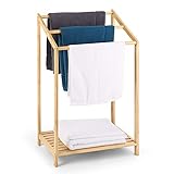 HYNAWIN Bambus-Handtuchhalter mit 3 Etagen für Badezimmer mit Ablage, freistehend, Strandtuch, Pool-Rack…