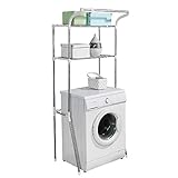 BAOYOUNI Waschmaschinen Überbau Regal Toilettenregal Verstellbar Badregal aus Metall Badezimmer Platzsparer,…