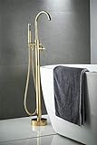 2-Wege-Gold-freistehende Badewannen-Duschmischerarmaturen, bodenmontierte Badewannenfüller-Duscharmaturen…