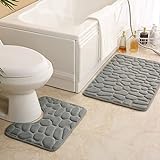 MOSHOINOT Toilettenteppich 2-teiliges Set Badematte rutschfest Badteppiche Badvorleger Waschbar Badezimmerteppich…