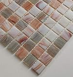 Mosaik Quadrat Goldensilk grau creamhellbeige Glas changierend Effekt italienischer Stil Fliesenspiegel,…