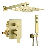 SHAMANDA Druckausgleich-Duschsystem Badezimmer 10 Zoll Regenduschkopf mit Handmischer, Dusch-Kombi-Set,…