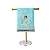 Handtuchhalter Ständer mit schwerem Marmorsockel, Handtuchhalter für Badezimmer (Marmor, Gold gebürstet)