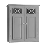 Teamson Home Badezimmer Dawson Wandschrank Mit Zwei Türen Grau EHF-6810G