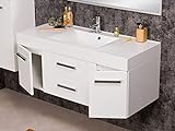 Quentis Badmöbel ARUVA, Waschbecken und Unterschrank, weiß glänzend, 2 Türen, 2 Schubladen, Unterschrank…