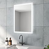 BOURGES-Serie Badspiegel mit indirekt Beleuchtung Hell Eckig 50x70 cm LED Badezimmerspiegel Günstig…