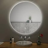 S'AFIELINA LED Badspiegel Rund 80 cm Spiegel mit Beleuchtung Wandspiegel mit Touch-Schalter 6500K Kaltweiß Lichtspiegel Badezimmerspiegel IP44 Energiesparend A++