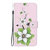 Tivenfezk Nadoli Handyhülle PU Leder für Xiaomi Redmi Note 13 4G,Bunt Bemalt Weiß Blume Kartenfach Magnet…