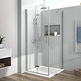 80x80cm Duschkabine Falttür Duschabtrennung Klappbar Duschtür Duschwand mit Seitenwand Beidseitiger…