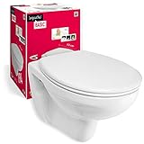 'aquaSu® Basic Spülrandloses Wand WC Set 194, Hänge WC oval, Tiefspüler, Keramik, Abgang waagerecht,…