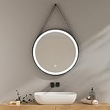 EMKE Badspiegel mit Beleuchtung 60cm Spiegel rund mit dimmbar Kaltweiß Licht, Speicherfunktion, Touch,…