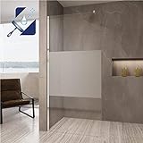 AQUABATOS® 90x200 cm Duschwand Glas Duschabtrennung teilsatiniert Milchglas Walk-In Dusche aus Echtglas…