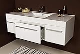 Quentis Badmöbel Aruva, Breite 140 cm, weiß glänzend, Waschbecken mit Unterschrank, Waschbeckenunterschrank montiert