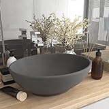 HOMIUSE Luxuriöses Ovales Waschbecken Matt Dunkelgrau 40x33 cm Keramik Waschbecken Waschtisch Aufsatzwaschbecken…