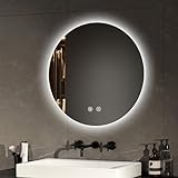 EMKE Badspiegel mit Beleuchtung rund 50cm Durchmesser Badezimmerspiegel mit Antibeschlag, Dimmbar Kaltweiß…