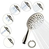 SparkPod 6-Function High Pressure Shower Head - 6" Wide Angle Handheld Head Set with Brass Swivel Ball…