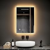 EMKE LED Badspiegel 50x70cm Badezimmerspiegel mit Beleuchtung 3 Lichtfarbe 3000-6400K kaltweiß Neutral…