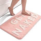 Get Naked Badematte, niedlich, rosa und weiß, Badezimmerteppich, lustig, rutschfest, Badewannen-Dekoration,…