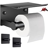 Toilettenpapierhalter Ohne Bohren mit Ablage, Selbstklebend Klopapierhalter + 2 Stück Handtuchhalter,…